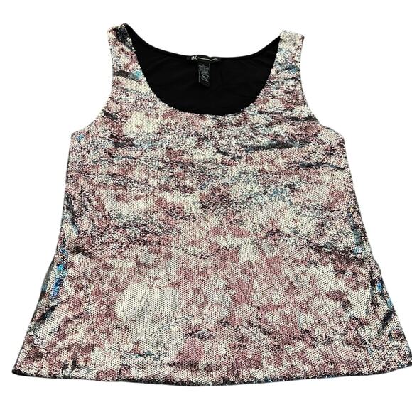 INC International Concepts Size L Sequin Front Tank Top Woman Fancy Shimmery - Picture 4 of 8